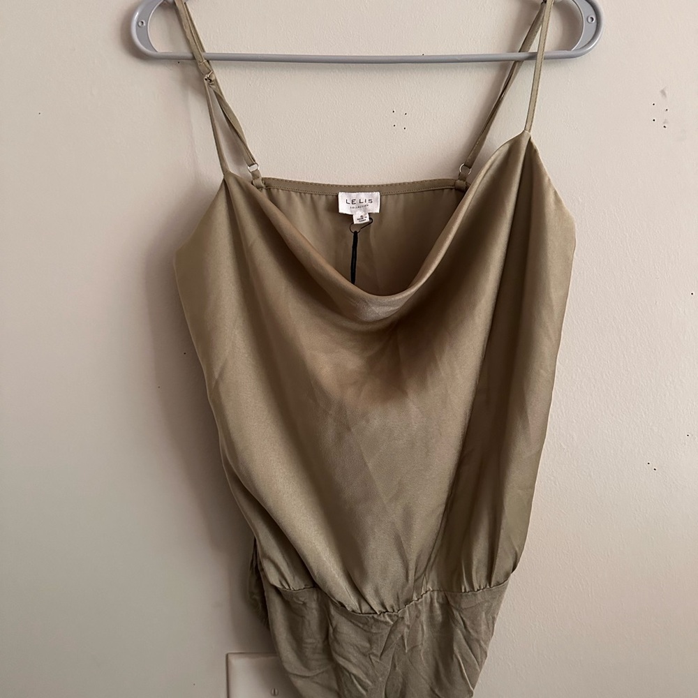 NWT Le Lis Green Cowl Neck Body Suit